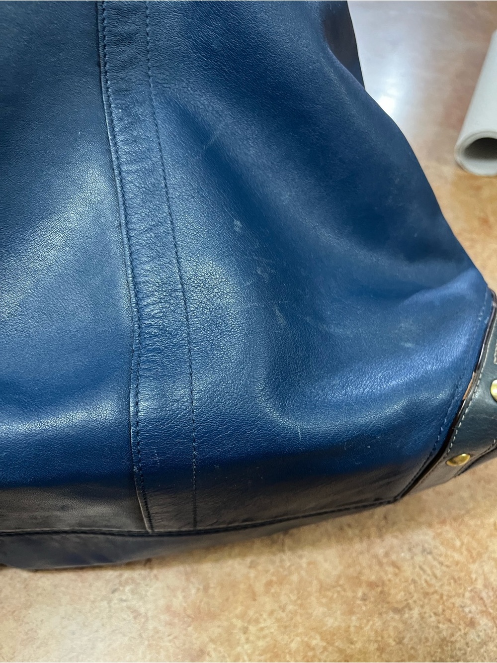 Coach Navy Leather Shoulder Hobo with Brass Hardware - Picture 14 of 14